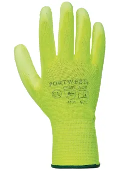 (12 Pairs) Yellow Portwest Polyeurethane Palm Coated Gloves