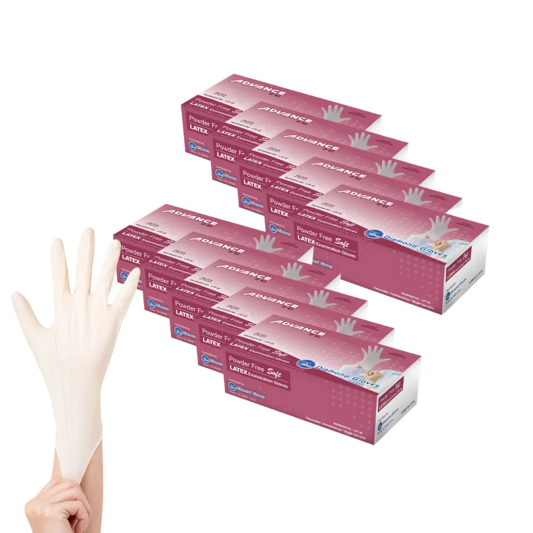 ADVANCE Latex Gloves - Exam Grade, Powder Free, 1,000 Gloves