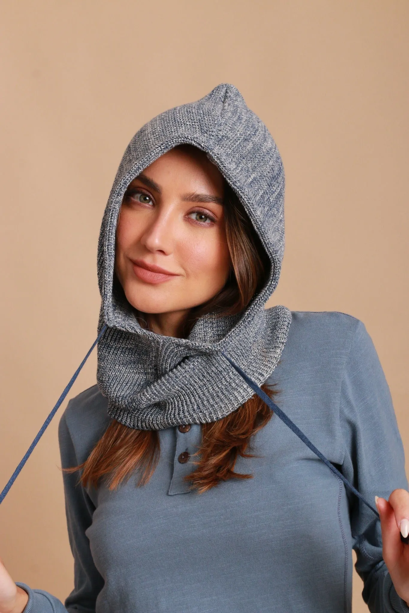 Allergy-Free Knitted Snood with Drawstring