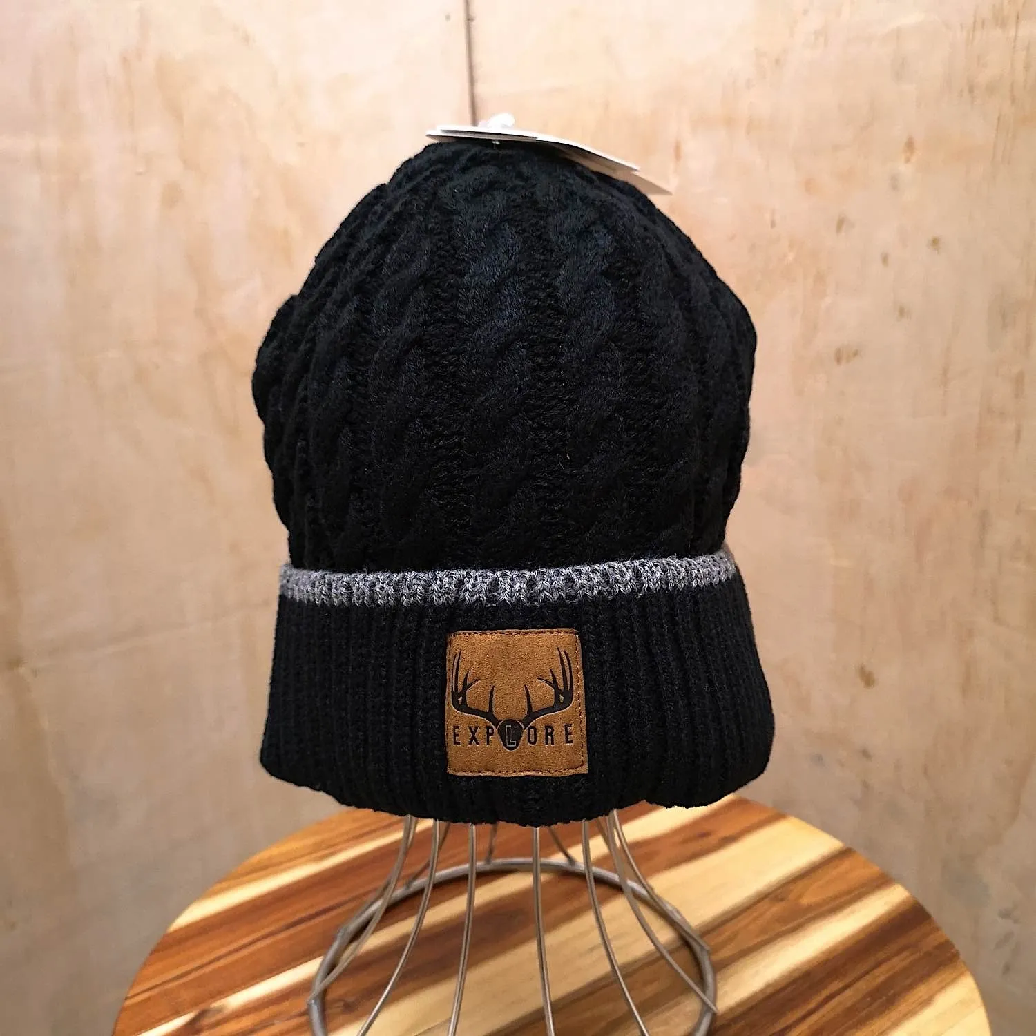 Avenel Cable Knit Explore Beanie - Black