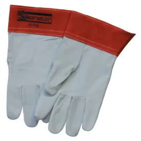 Best Welds 10-TIG Capeskin Welding Gloves, White/Red