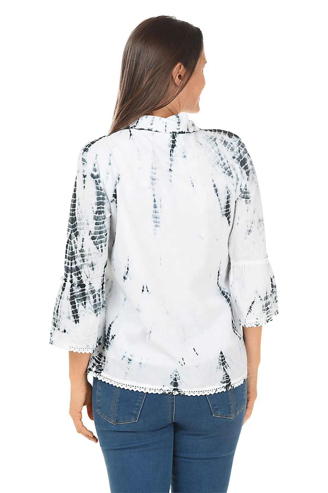 Black Presley Embroidered Bell Sleeve Shirt