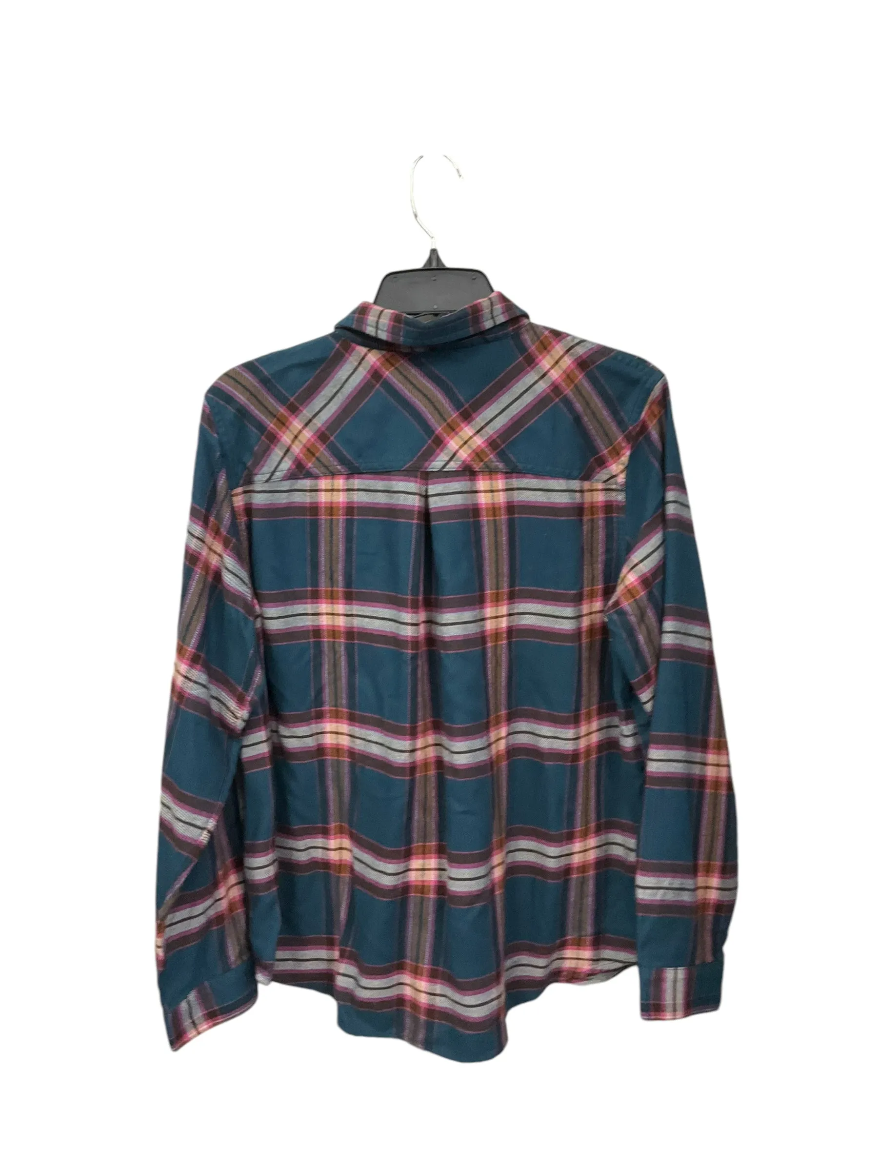 Blouse Long Sleeve By Maurices In Plaid Pattern, Size: L