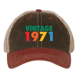 Customize Birth Year Birthday Retro Vintage 6 Panel Unstructured Low Profile Mesh Back Old Favorite Trucker Caps - For Men and Women