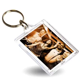 E1 Rectangular Blank Plastic Photo Insert Keyring - 45 x 35mm - Pack of 50