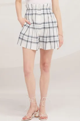 Elliot Paperbag Waist Plaid Shorts