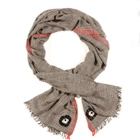 EMBROIDERED CASHMERE SCARF "SOUL" IN BROWN/ORANGE