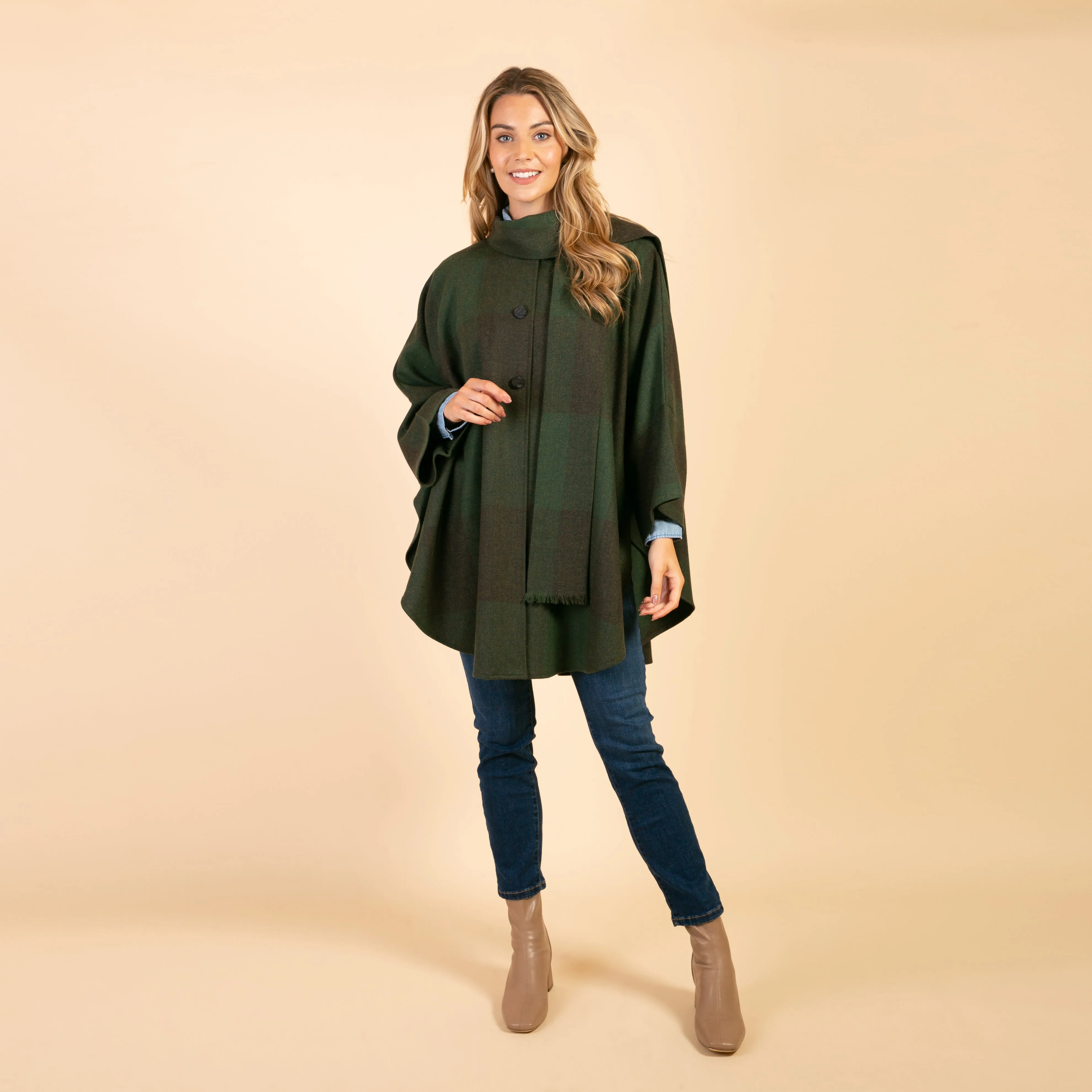 Forest Green Roisin Donegal Tweed Cape