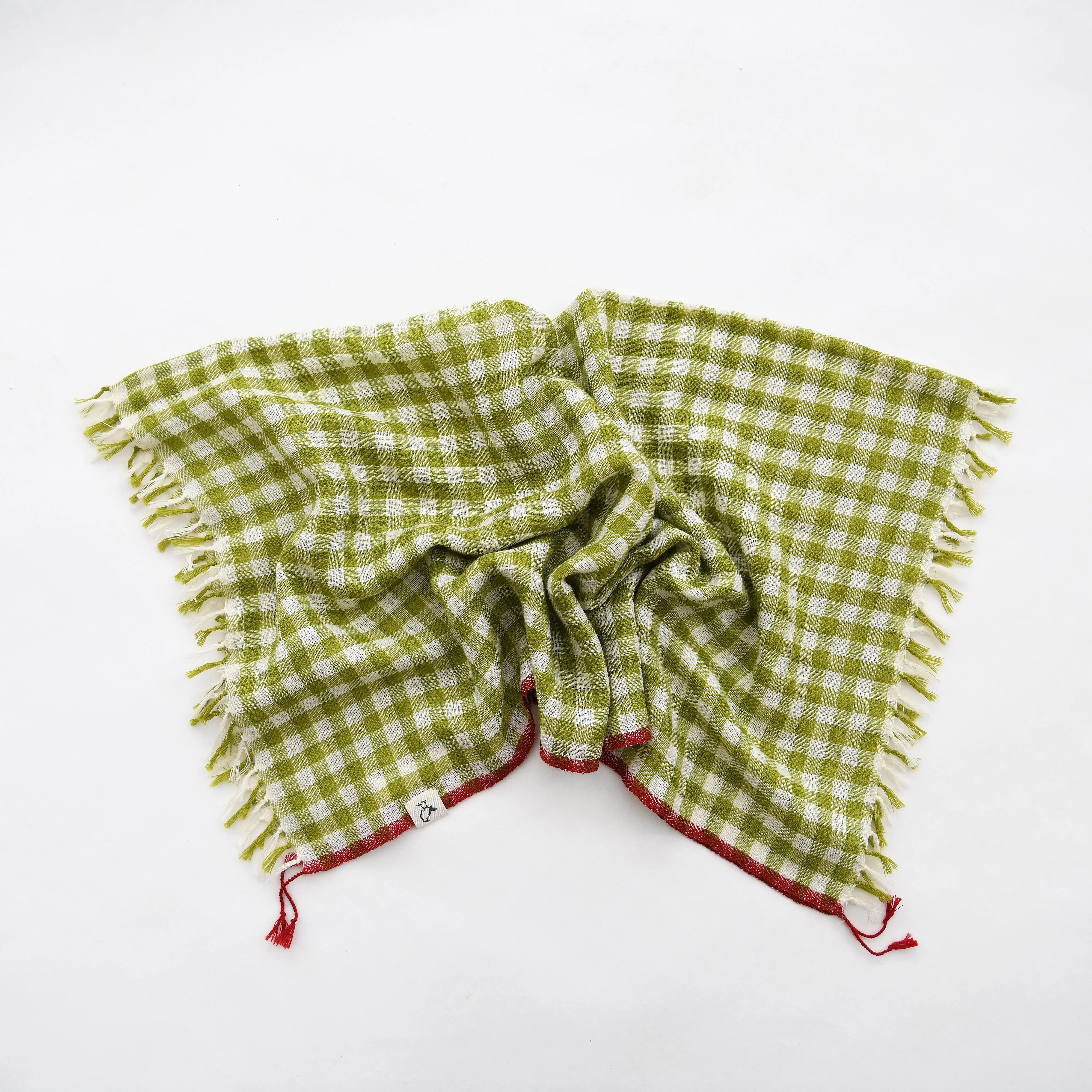 Goldfinch Cashmere Gingham Bandana - Olive