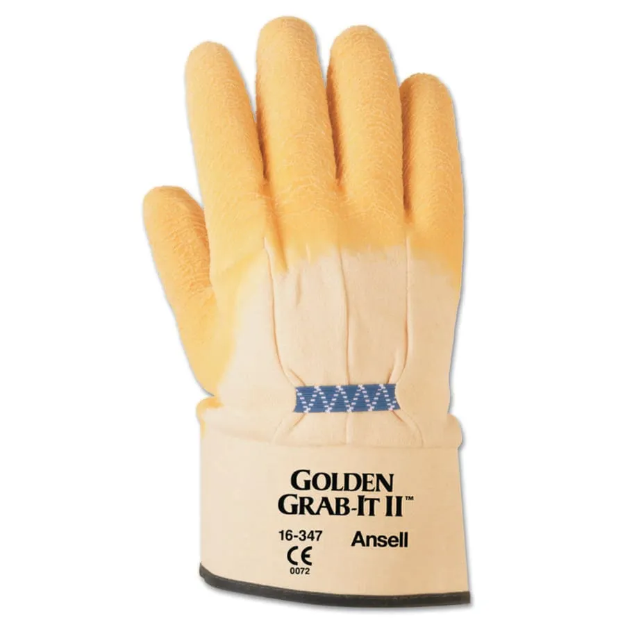 GRAB-IT 16347 GOLDN GRBIT II 12" W/SFTY CF 10 -  Golden Grab-It Gloves, Size 10, Gray/Yellow, Palm Coated, 1 Dozen