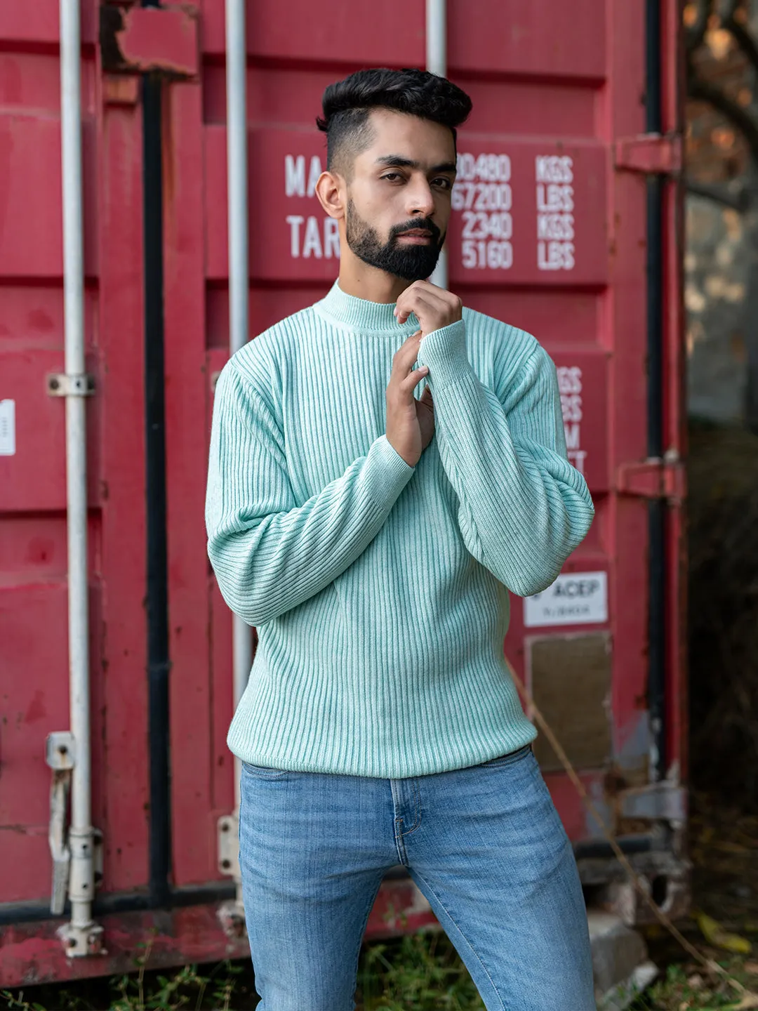 Green Color Turtle Neck Sweater