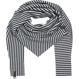 Henriette Steffensen Triangle Scarf in Off White and Black Stripe