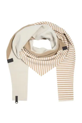 Henriette Steffensen Triangle Scarf in Off White, Camel Stripe and Kit 986