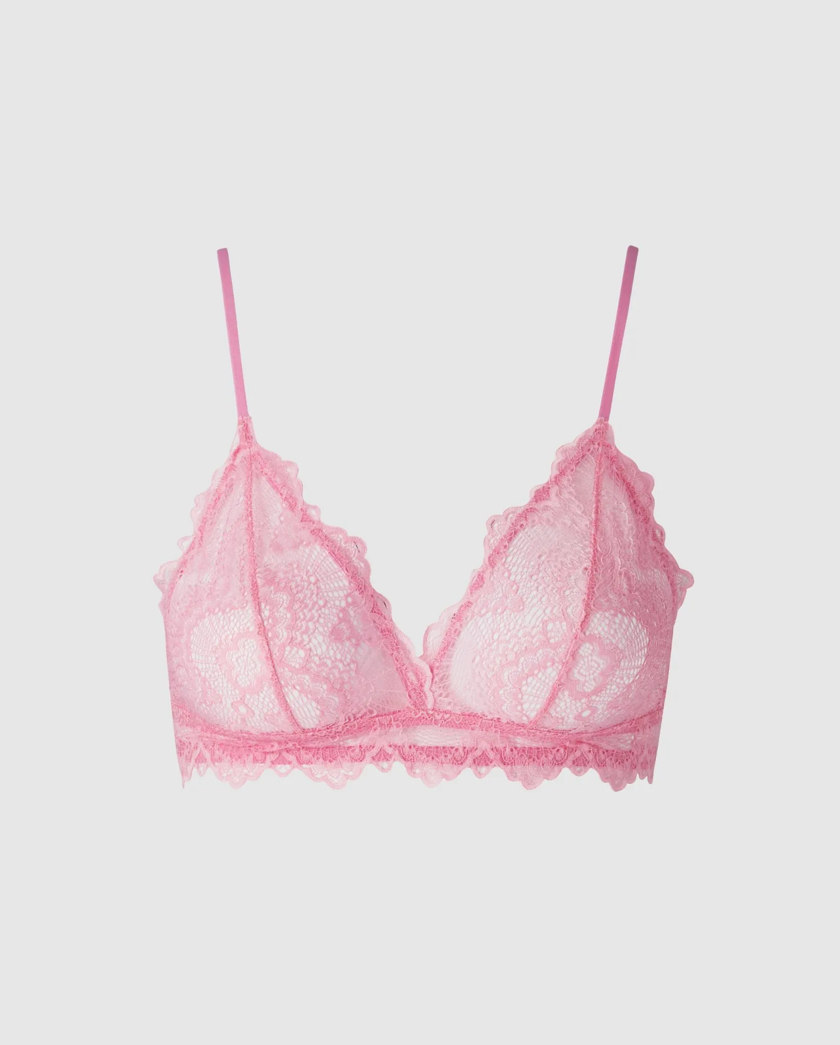 Lace Triangle Bralette Candy Pink