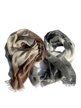 Light weight cotton stripes scarf * grey or brown