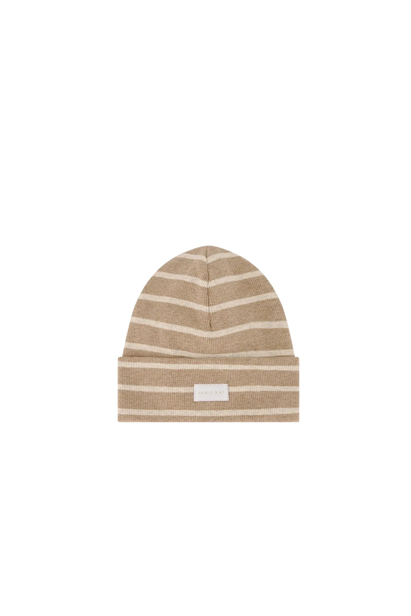 Organic Cotton Fine Rib Beanie - Elias Stripe Sable Marle