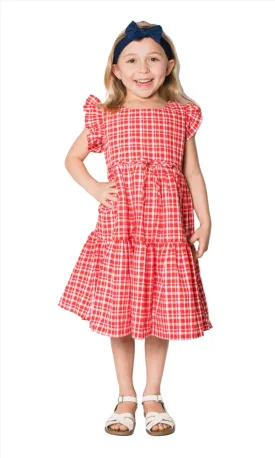 Popatu Baby & Little Girl's Red Plaid Pinafore Dress