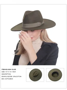 Ribbon Felt Fedora Hat - Olive