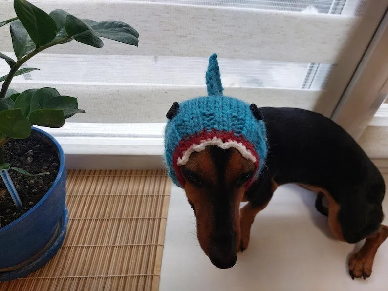 Shark knitted warm wool snood for dog