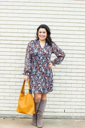 Sheer Paisley Print Belted Dress