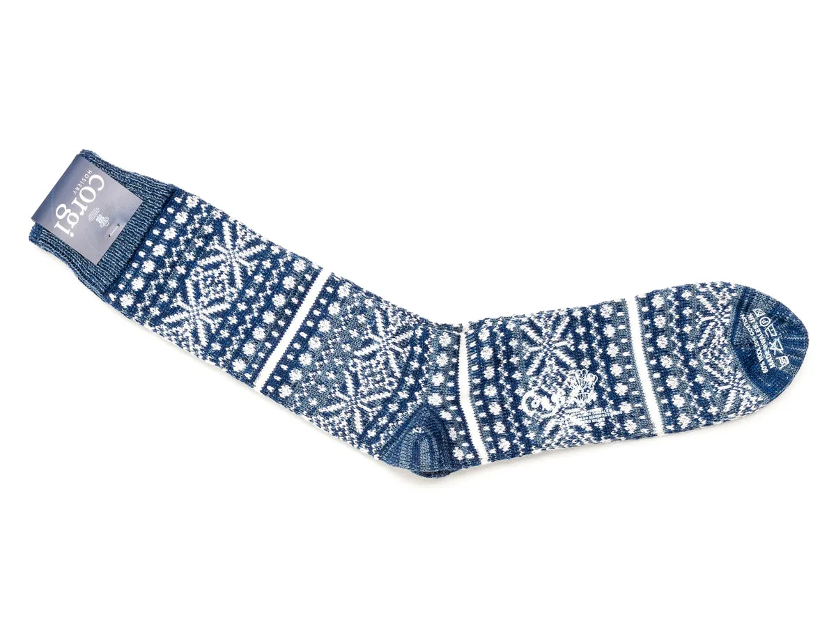 Snowflake Woolen Socks Navy