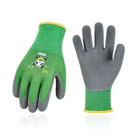 VGO 1-Pair Age 3-9 Kids Gloves, Bamboo Fibre Gardening Gloves, Children Yard Work Gloves, Soft Safety Rubber Gloves (Green, KID-RB6026)