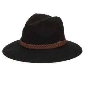 Women's Knit Fedora With Braided Faux Suede Trim