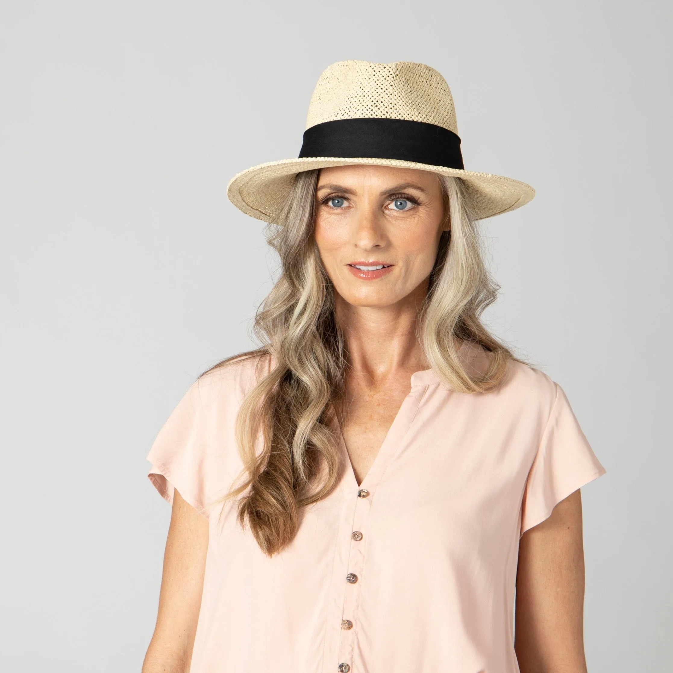 Women's Woven Paper Fedora With Back Knot Band